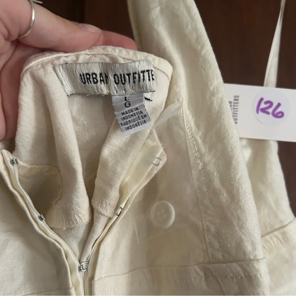 Urban Outfitters Linen Sari Seamed Vest Halter Tank Top Cream White NWT Size L - Picture 6 of 9